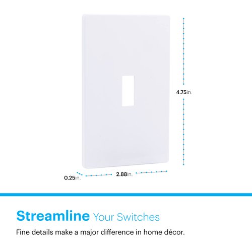 Power Gear Single Toggle Screwless Wall Plate Cover, 4.75" H x 2.9” L, Outlet Covers Wall Plate, Light Switch Cover Plate, Switch Plates and Outlet Covers, Outlet Cover Plate, UL Listed, 10 PK, 70652
