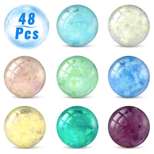48 Pieces Marbles Glow in The Dark Marbles for Kids Mixed Colors Luminous Glass Marbles Runs for Kids Marble Games DIY and Home Decoration (1 CM/ 0.4 Inch)