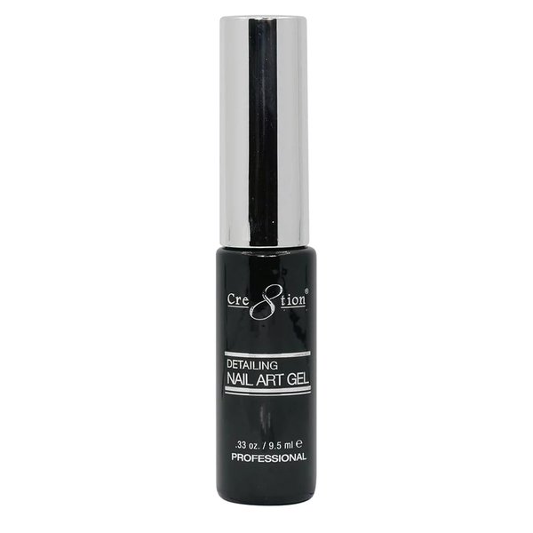 TREASURE4NAILS CORP Cre8tion Gel nail Polish - Detailing Nail Art Gel | Chip Resistant & Fast Drying - Black, 0.33 fl oz