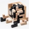 Wooden Brain Teaser Puzzle Skills Builder Shape Pieces Educational Toy for Kids and Adults (Black and Natural L Shape)