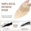 Rich Choices 100% Remy Human Hair Clip in Topper Silk Base Top Hairpiece for Women Hand-made Toppee Hair piece 120% Density Middle Part with Thinning Hair 10 Inch #18P613 Ash Blonde&Bleach Blonde 35g
