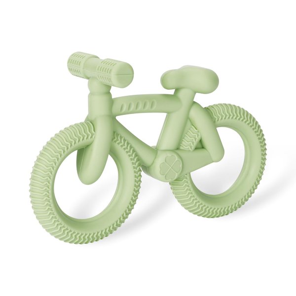 Socub Baby Teether Toys for Infants, Silicone Baby Teething Toys for Babies 0-6-12-18 Months, BPA Free Soft and Textured Bike-Shaped teether Toy for Soothing Sore Gums, Olive