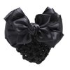 Women Bowknot Snood Net Barrette Hair Clip Bun Cover Hairnet Satin Bow Barrette French Hair Clips Ribbon Flower Hair Accessories for Stewardess Banks Hotels Restaurant Staff (Black)