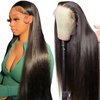 tunfine 30 Inch 250 Density 13x6 Hd Lace Front Wigs Human Hair, Glueless Straight Frontal Wigs Human Hair Pre Plucked With Baby Hair