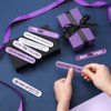 Gisafai 48 Pcs Domestic Violence Awareness Nail File Purple Ribbon Emery Board Domestic Violence Gift Bulk Mini Double Sided Manicure Tools for Natural Acrylic Nails Charity Public Social Event