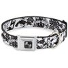 Dog Collar Seatbelt Buckle Madness White Black 16 to 23 Inches 1.5 Inch Wide