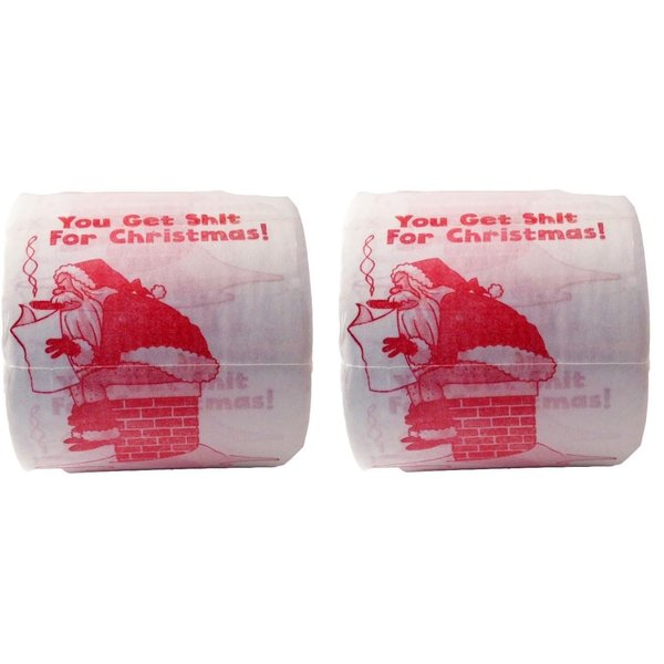 Dirty-Santa-Christmas-Toilet-Paper-Roll You Get Shit for Christmas Secret Santa Stocking Stuffer, Adult Funny White Elephant Gag Gift Shart Wipes