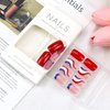 4th of July Press on Nails Short Square Glossy Fake Nails Independence Day Glue on Nails Red Blue White French Tips Nails Patriotic Design Fourth of July False Nails Coffin Full Cover Stick on Nails 24Pcs