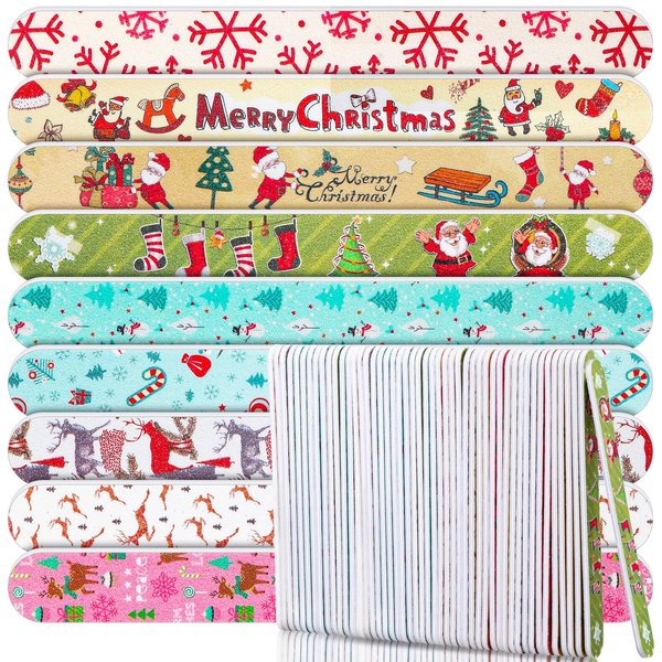 Lanties 45 Pcs Christmas Nail Files EVA Nail Boards Double Sided 9 Styles in Random Quantity Emery Board Nail Sanding File Nail Buffer Polisher Nail Art Manicure Tools