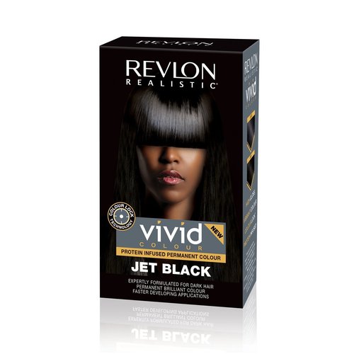 Revlon Realistic Vivid Colour Protein Infused Permanent Color Hair Dye with Color Lock Technology, Jet Black 110ml