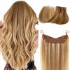 Wire Hair Balayage Blonde Extensions 14 Inch 70g Ombre Brown Highlighted Golden Blonde Remy Human Hair Extensions Invisible Wire Human Hair Extensions Fish Line Hair
