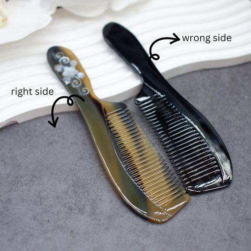 Natural Buffalo Horn Comb, Animal Engrave, Hair Comb, Anti-Static Handmade Pocket Comb, Fine Tooth, Gift, Accessories For Men Women Mom Wife Daughter Mother Day's, Birth Day