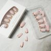 24Pcs French Tips Press on Nails with French Design, French Tips Manicure Art Acrylic Medium Coffin Full Cover Fake Nails Stick on Nails Glossy Gold French Tips False Nails Gel Glue on Nail for Women