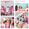 WHAVEL 18 Pcs Sleepover Party Supplies for Girls - Pink Party Favors Include 6 Spa Headband, 6 Silk Eye Mask and 6 Velvet Scrunchies for Spa Birthday, Bachelorette Party, Slumber Wedding (Pink)