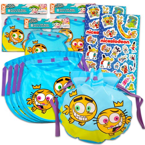 Fairly Odd Parents Party Favor Loot Bags - 36 Pack Bundle with Party Favor Bags Plus Stickers | Cartoon Goodie Bags