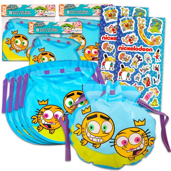 Fairly Odd Parents Party Favor Loot Bags - 36 Pack Bundle with Party Favor Bags Plus Stickers | Cartoon Goodie Bags