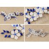 Alilang Flower Bride Wedding Hair Comb Silver Side Comb Blue Crystal Bridal Hair Piece Hair Jewelry Bridal Hair Accessories