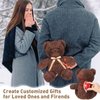 2 Pcs Bear Stuffed Animals with Voice Recorder Set, 60 Seconds Voice Sound Recorder Module 16 Inch Soft Plush Bear Cute Stuffed Bear with Zipper Sound Box Recordable Heart for Boys Girls (Light Brown)