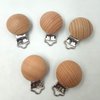 Alenybeby 10pcs Natural Beech Wood Pacifier Clips Teething Grasping Toy Suspender Clips Charm Antique DIY Baby Teether Toys (3.5cm/10pcs)