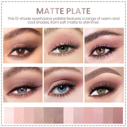 AMY'S DIARY 12-Color Light Pink Purple Eyeshadow Palette for Versatile Day-to-Night Looks – Blendable, Long-Lasting, and Highly Pigmented. Elevate Your Eye Makeup– Unleash Your Unique Style (08#)