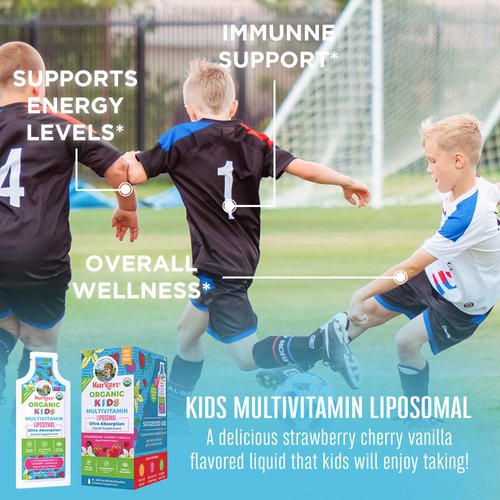 MaryRuth Organics Vitamin USDA, Sugar Free Kids Multivitamin Liquid, Immune Support Supplement, Cognitive Health and Overall Wellness, Vegan, 14-0.5 Fl Oz Pouches, Pack of 1