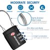 2 Pack TSA Approved Luggage Locks, Cable Travel Lock Alloy, Set Your Own Combination Metal Suitcase Zipper Padlock, 3-Digit Long Shackle Padlocks for Gym Locker, Golf Bag, Case Anti Theft-Black