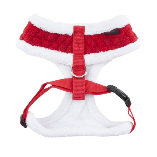 Puppia Blitzen Dog Harness Over-The-Head Warm Winter Christmas Holiday Harness Adjustable Chest for Small and Medium Dog, Red, Medium