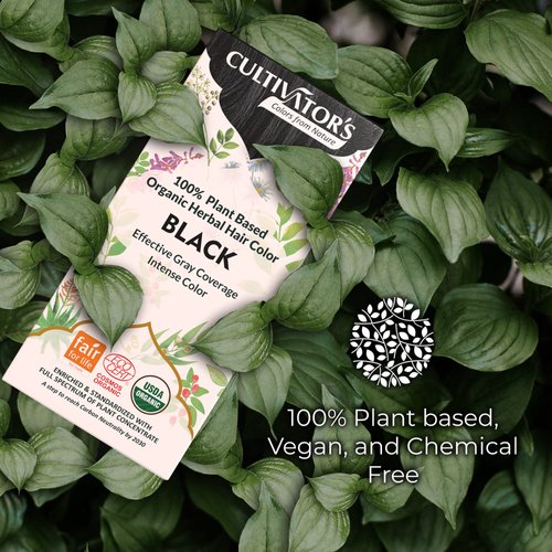 Cultivator's Organic Hair Color - Herbal Ammonia-Free Powder for Natural Hair Coloring for Women and Men, (Black) - 100g