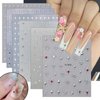 ROFIBUT Shiny Crystal Star Nail Stickers White Silver Stars Nail Decals 3D Self-Adhesive Glitter Laser Silver Star Nail Designs Sticker for Women Girls Acrylic Nails Manicure Decorations 6 Sheets
