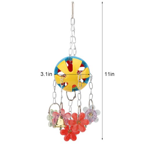 Hypeety Pet Parrot Chew Toys Acrylic Bird Toys Colorful Pet Bird Cage Hanging Bite Toys with Bells
