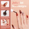 Gellen Jelly Gel Nail Polish, Translucent Gel Polish Kit Sheer Amber Tones Brown Milky White Glitter Gold, Trendy Home Salon DIY Nail Art Gel Nail Kit