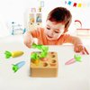 Skrtuan Wooden Toys for 1 2 3 Year Old Toddlers Baby Boys and Girls, Montessori Toy Carrot Harvest Game Shape & Sorting Matching Puzzle, Educational Developmental Birthday Gifts for Babies 6-12 Months