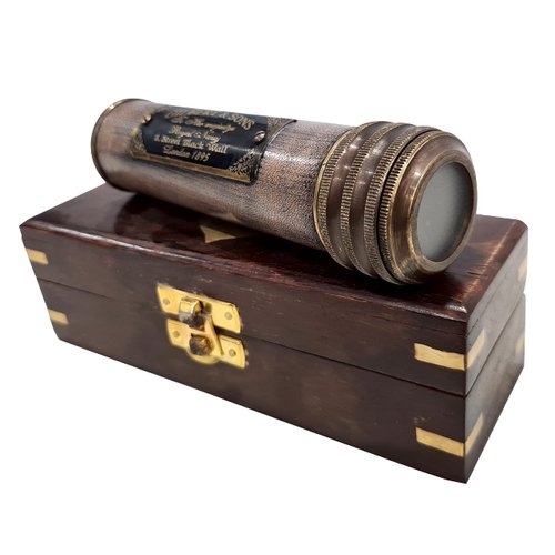 Vintage Kaleidoscope – Antique Brass Finish, Handmade Brass & Wooden Box, Educational Working Kaleidoscope for Home Decor, Collectible Gift