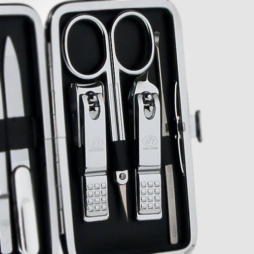 Korean Nail Clipper! World No. 1. Three Seven (777) Premium Quality Gift Travel Manicure Grooming Kit Nail Clipper Set (8 PCs, 377BVC), Made in Korea, Since 1975