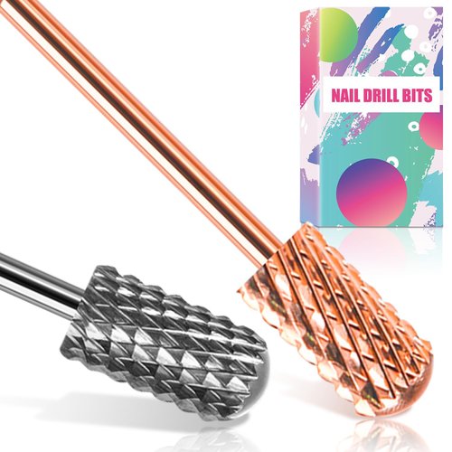 Nail Drill Bits Smooth Top 2PCS, Drill Bits for Nails Tungsten Carbide Bits for Acrylic, 3/32" Safety Nail Bits for Removing Acrylic/Hard Gel for Salon Experienced, EXTRA COARSE(XC)