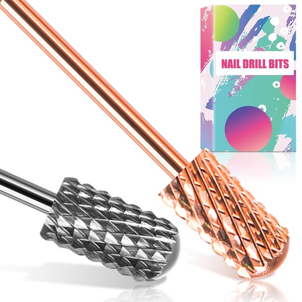 Nail Drill Bits Smooth Top 2PCS, Drill Bits for Nails Tungsten Carbide Bits for Acrylic, 3/32" Safety Nail Bits for Removing Acrylic/Hard Gel for Salon Experienced, EXTRA COARSE(XC)