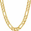 LIFETIME JEWELRY 7mm Figaro Chain Necklace Diamond Cut 24k Real Gold Plated (Gold, 24 inches)