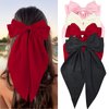 YosaiHom Hair Bows for Women, Bow Hair Ribbons for Girls, Bow Hair Clips for Women, Silky Satin Oversized Long Tail Bow Claw Clips, Cute Hair Accessories for Women (4PCS-A)
