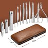 FAMILIFE Manicure Set, Professional Nail Kit Manicure Kit Nail Clipper Set, 12PCS Stainless Steel Nail Care Kit Manicure Tools, Nail Set with Brown Leather Travel Case Luxury Gifts for Him