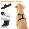VavoPaw Dog Vehicle Safety Vest Harness, Adjustable Soft Padded Mesh Car Seat Belt Leash Harness with Reflective Strip Travel Strap and Carabiner for Most Cars, M Size, Carbon Black