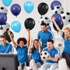30pcs Soccer Balloon Blue Black,Soccer Print Balloon Set,Football Party Birthday Decorations,12 Inch Football Latex Balloon for Boys Kids Football Euros Football Sport Theme Party Decorations