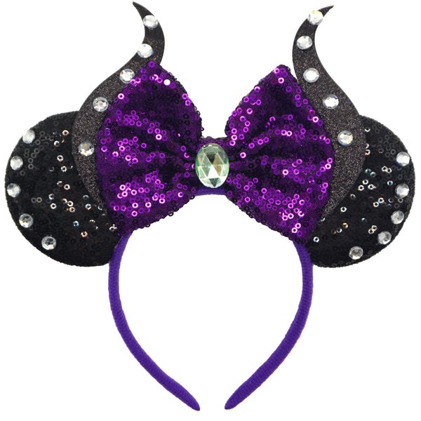 ZHENNAN Mouse Ears Headbands for Women, Glitter Queen Bows Ears Headbands, Queen Halloween Costume Cartoon Themed Events Birthday Party Decorations Hair Accessoires