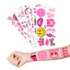 96 PCS Pink Preppy Bachelorette Princess Temporary Tattoos Theme Birthday Party Decorations Supplies Favors Decor Cute Girl Pastel Face Tattoo Stickers Gifts for Kids Girls Boys School Prizes Carnival