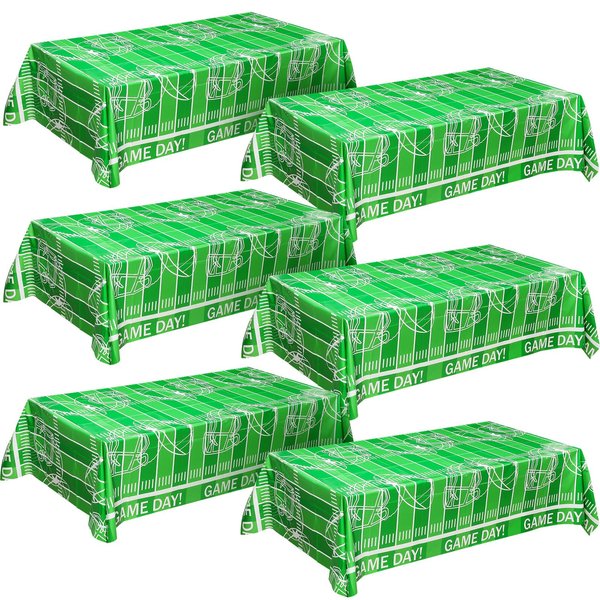Irenare Football Tablecloth Plastic Football Party Decoration Disposable Football Themed Table Cover Touchdown Table Cloths for Birthday Party Football Party Games Decoration(6 Sheets)