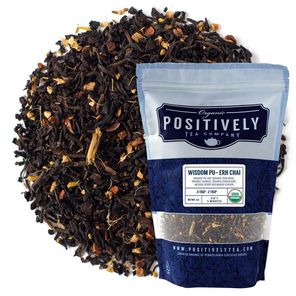 Organic Positively Tea Company, Wisdom Pu-Erh Chai Tea, Loose Leaf, 16 Ounce