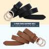 SUOSDEY 2 Pack Kids Leather Belts for Girls Solid Colors Skinny Belt for Teen Girls with Double O-Ring Buckles