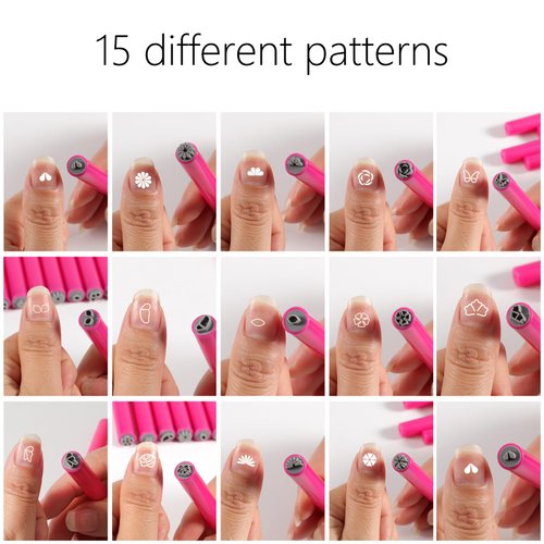 DANNEASY Nail Art Stamp Pen Set (15PCS), 3s Quick DIY Nail Design Tools - Easy to Use, Butterfly Flower Nail Stamper Pens, Nail Art Decoration for DIY Salon Manicure Kit Nails Supplies