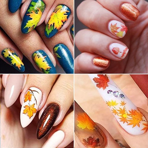 Fall Nail Stickers, 3D Self-Adhesive Autumn Nail Decals Maple Leaf Nail Art Design for Acrylic Nails Thanksgiving Nail Accessories for Women Girls Kids (8 Sheets)