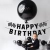 Pre-Strung Race Car Happy Birthday Banner, Race Cars Party Birthday Decorations for Boy, Black Racing Themed Birthday Party Decorations, Let’s Go Racing Party Supplies