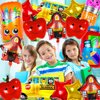 40 Pcs Back to School Foil Balloons, Colorful Apple Pencil Crayon Bus Helium Balloon, School Mylar Balloons for Party Supplies